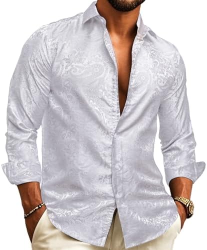 White Paisley Dress Shirt for men