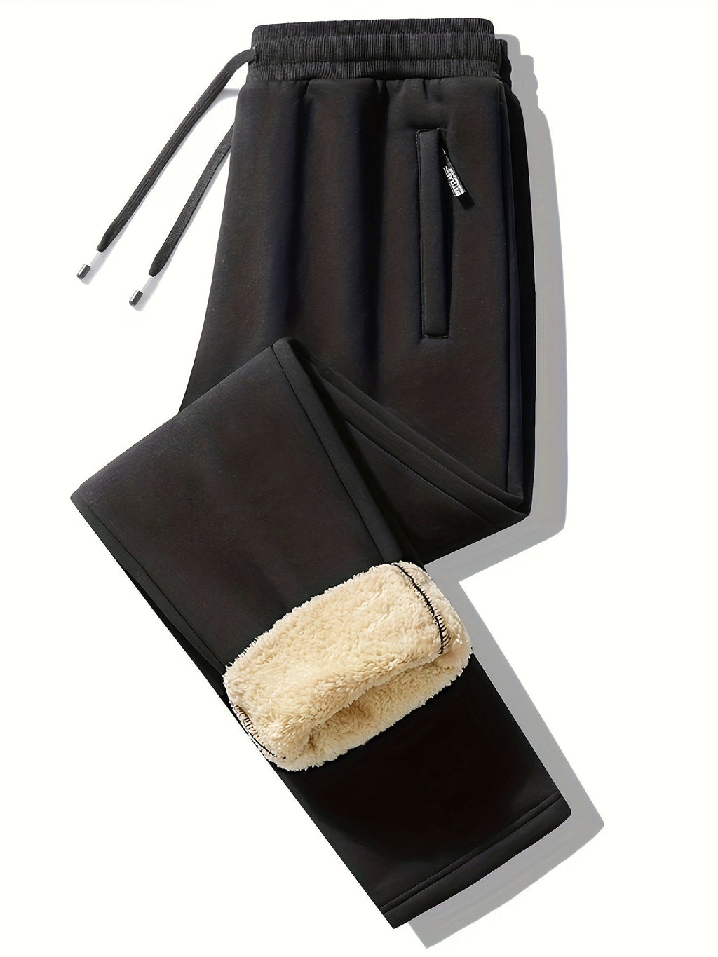 Fleece Lining Sweatpants with Drawstring Waist