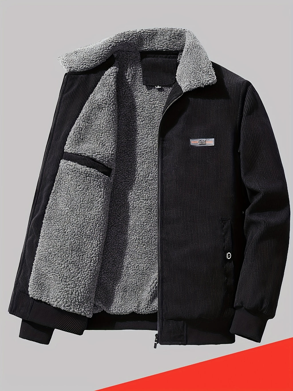 Chest Pockets Shirt Jacket with Sherpa Lining