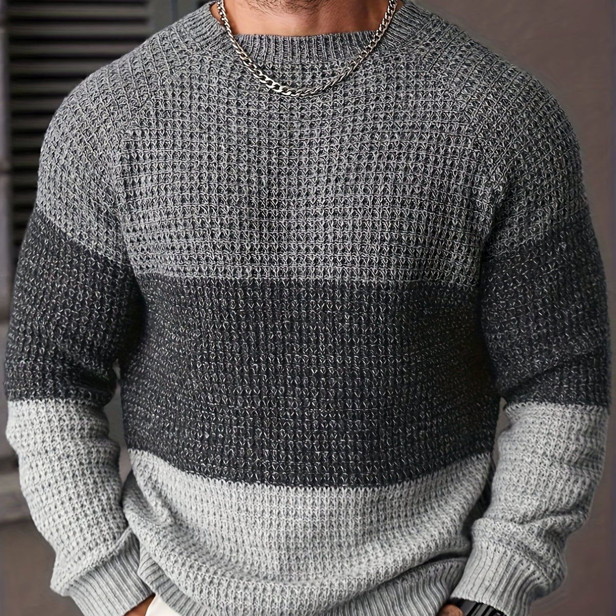 Color Block Crewneck Sweater