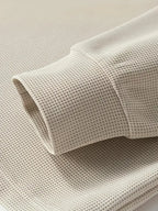 Mens waffle knit sweatshirt in Khaki, close-up of the cuff