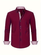 Mens dress shirt in Burgundy, front view