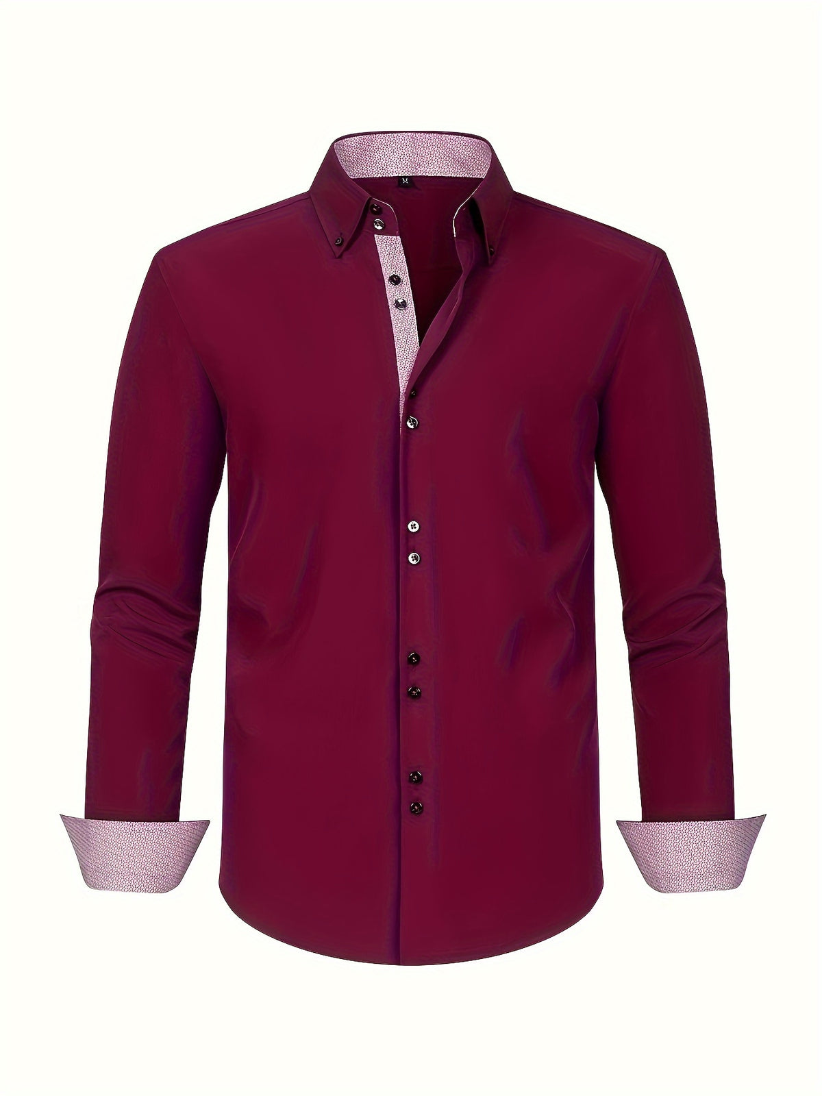 Mens dress shirt in Burgundy, front view