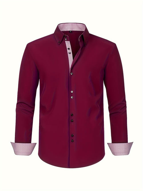 Mens dress shirt in Burgundy, front view