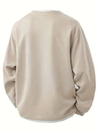 Mens waffle knit sweatshirt in Khaki, back view