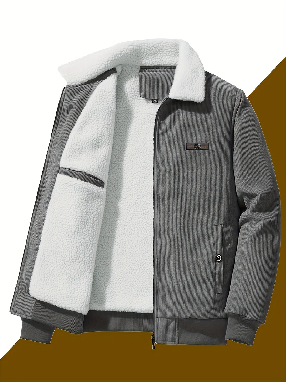 Chest Pockets Shirt Jacket with Sherpa Lining