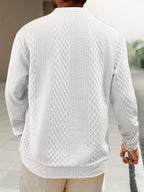 Mens henley sweater in White, back view