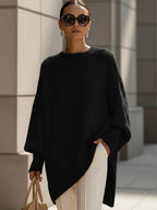 Womens oversized sweater in Black, front view