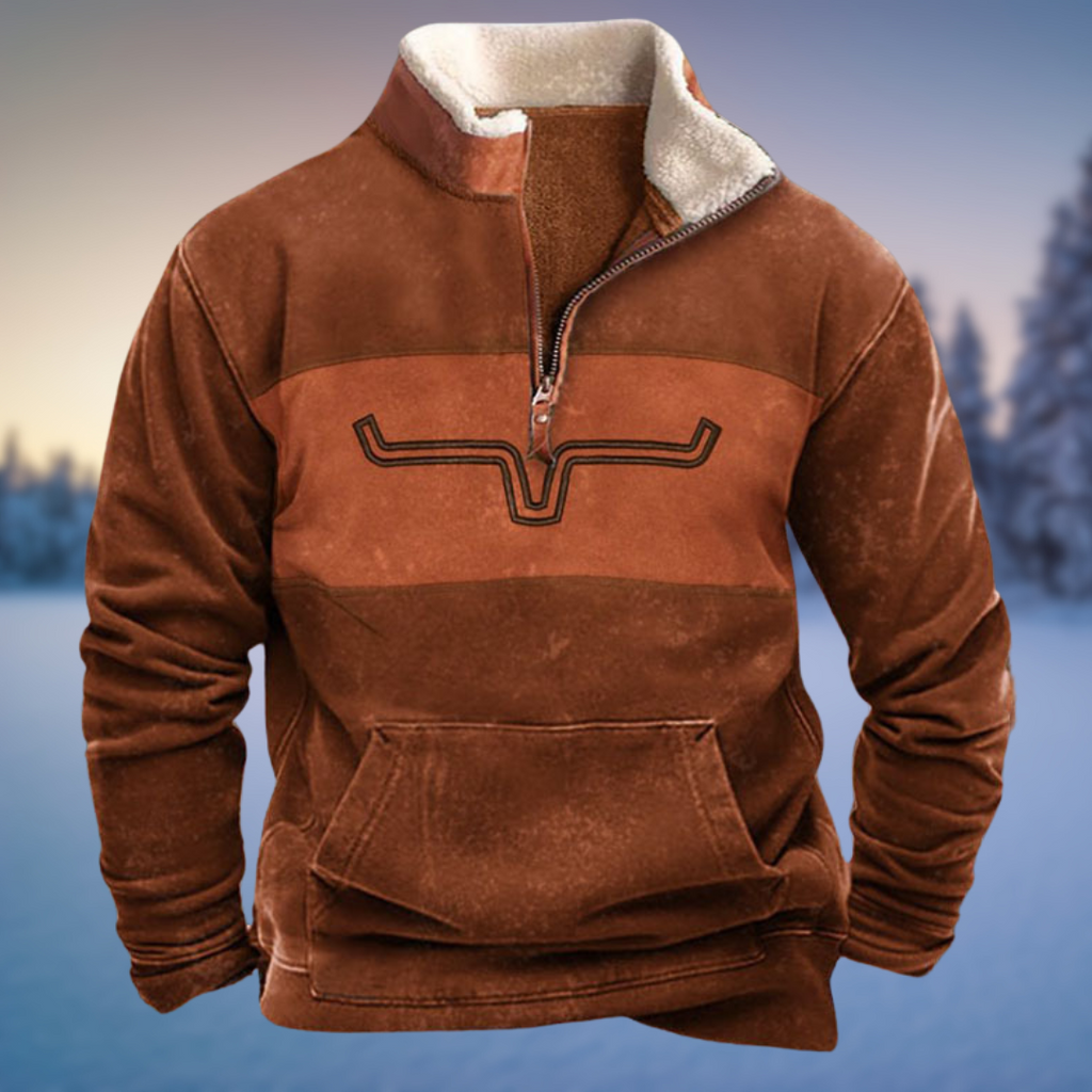 Rust Half Zip Sweatshirt for men