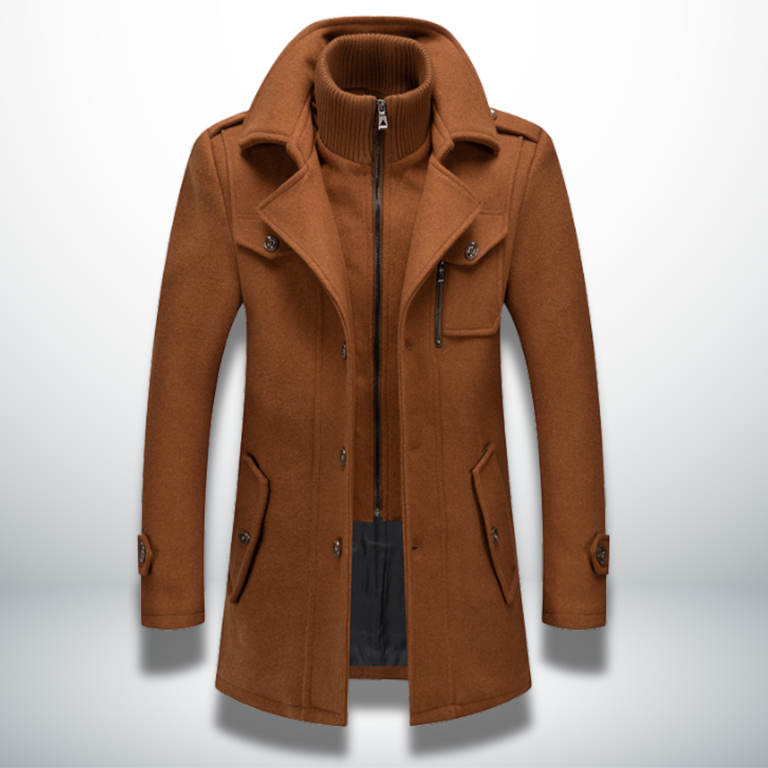 Camel Wool Blend Overcoat for men