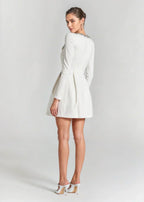 Womens velvet mini dress in White, back view