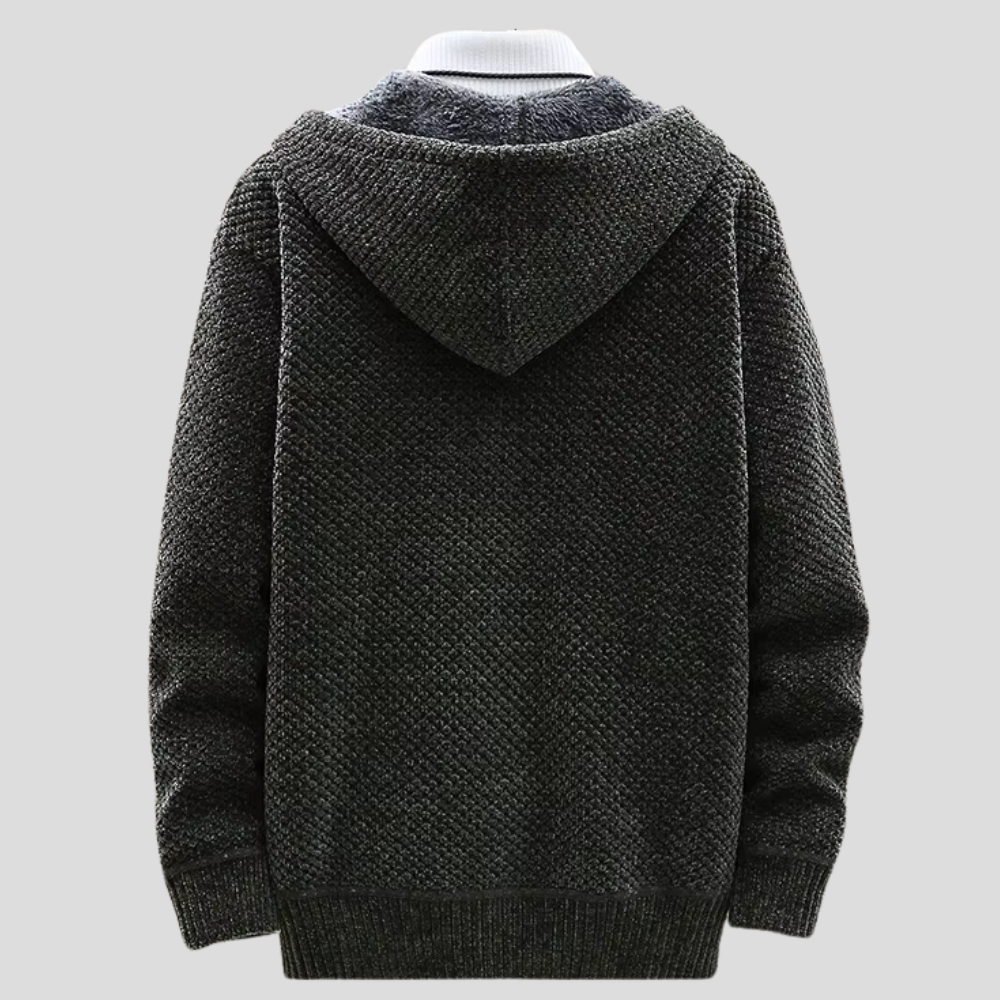 Green Knit Hooded Cardigan for men, view 4
