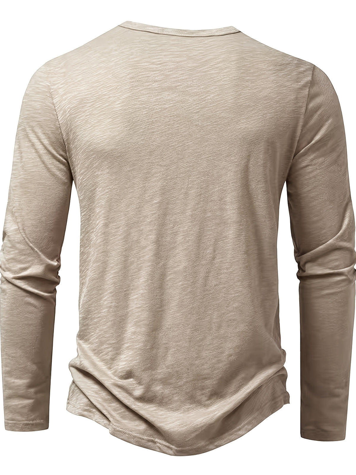 Curved Hem Henley Shirt with Button Placket