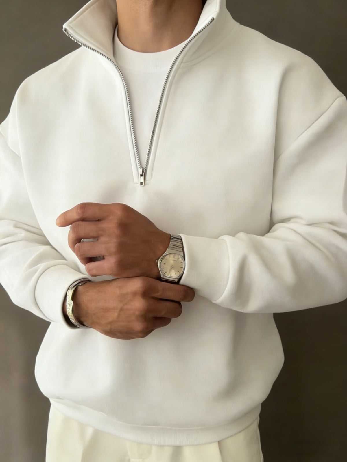 Fleece Quarter Zip Pullover with Stand Collar