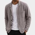 Mens cardigan in Gray, front view on a model