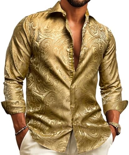 Gold Paisley Dress Shirt for men