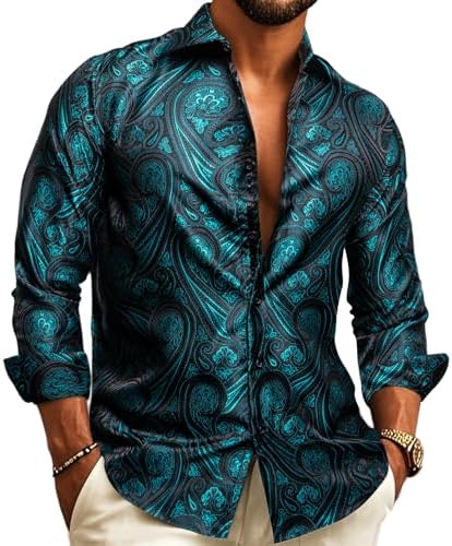 Teal Paisley Dress Shirt for men