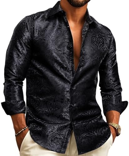 Black Paisley Dress Shirt for men