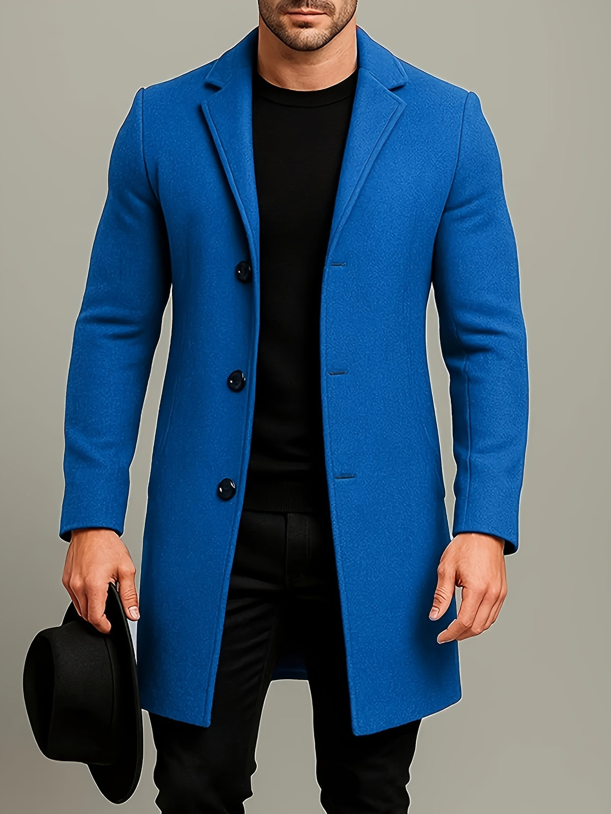 Three Button Overcoat with Notch Lapel