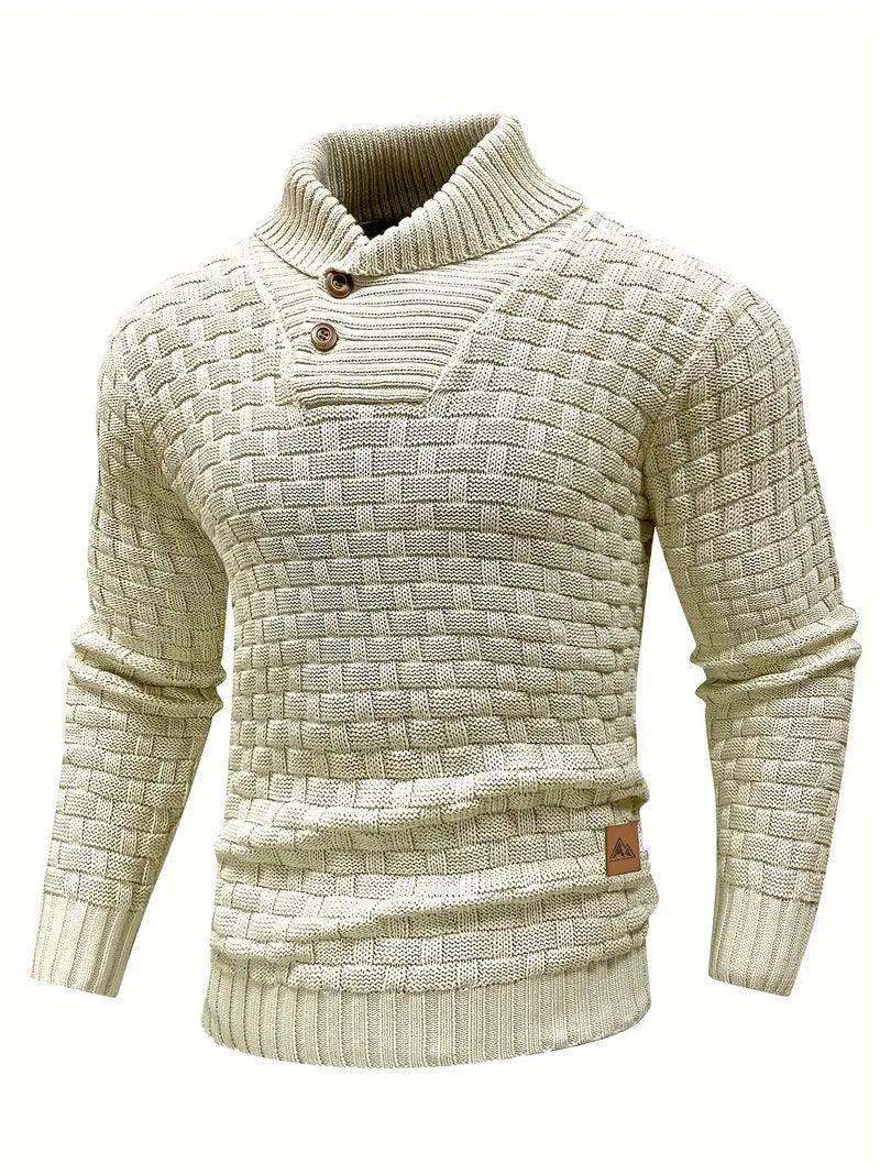 Beige Shawl Collar Sweater for men