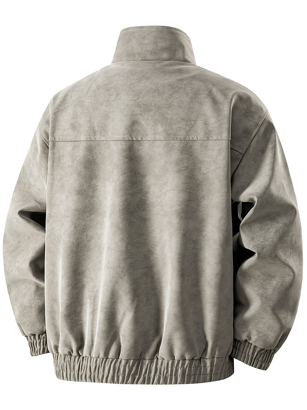 Fleece Lining Suede Work Jacket with Stand Collar