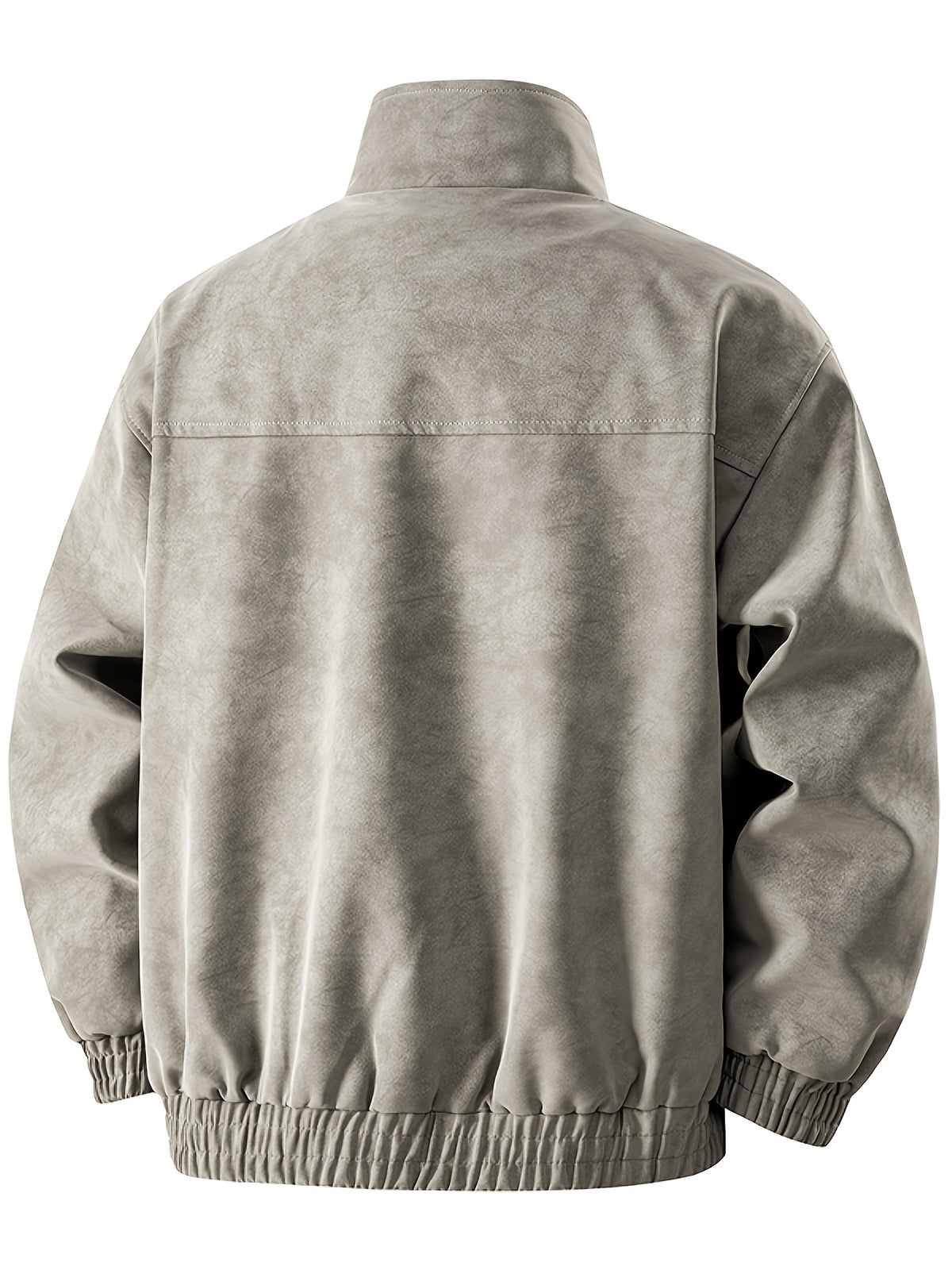 Fleece Lining Suede Work Jacket with Stand Collar