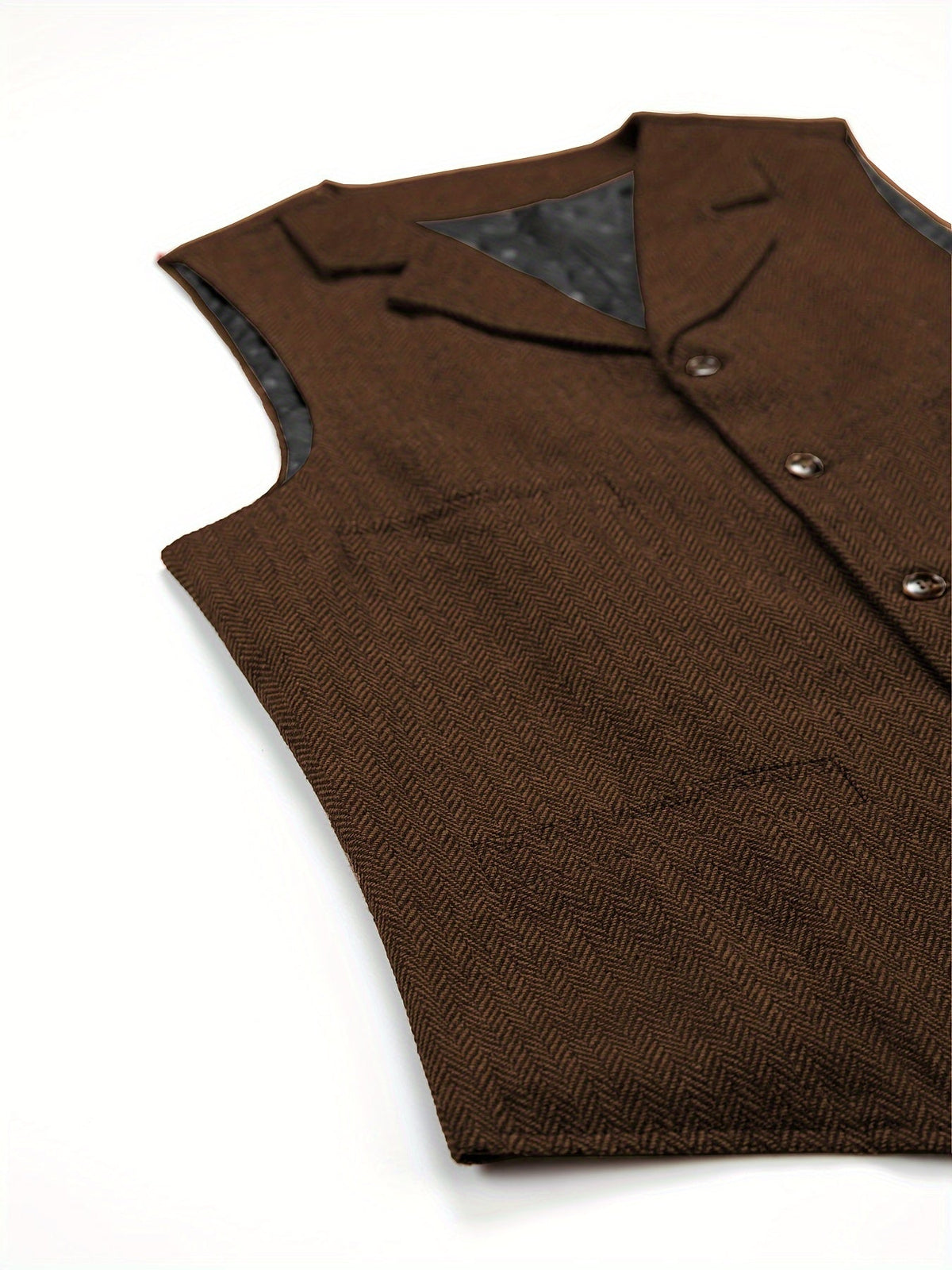 Herringbone Suit Vest for Men with Button Front
