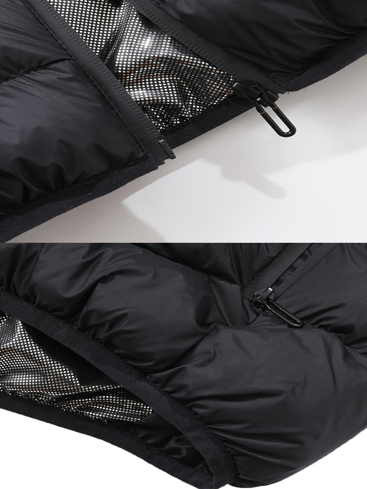 Mens heated jacket in Black, close-up of the zip hand pockets