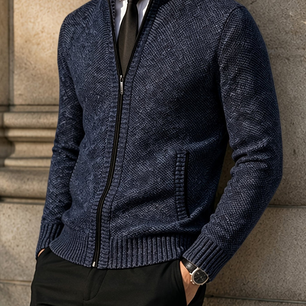Patch Pockets Cardigan with Stand Collar