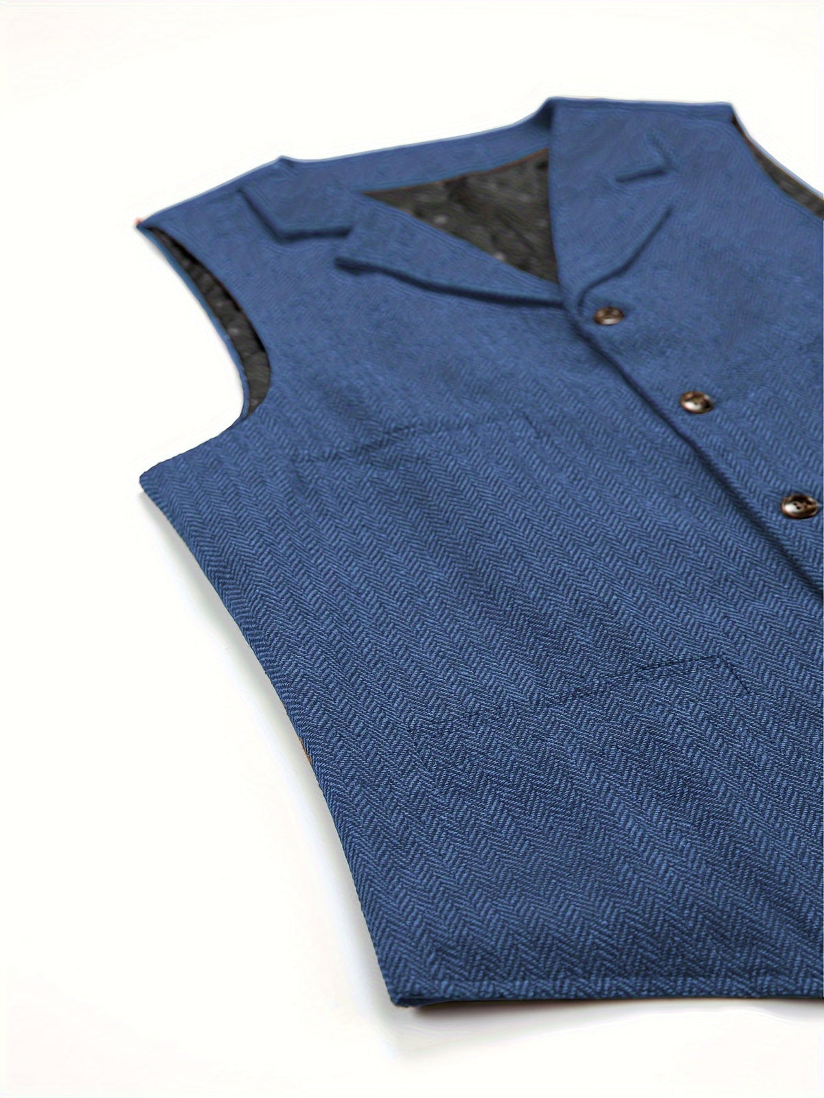 Herringbone Suit Vest for Men with Button Front