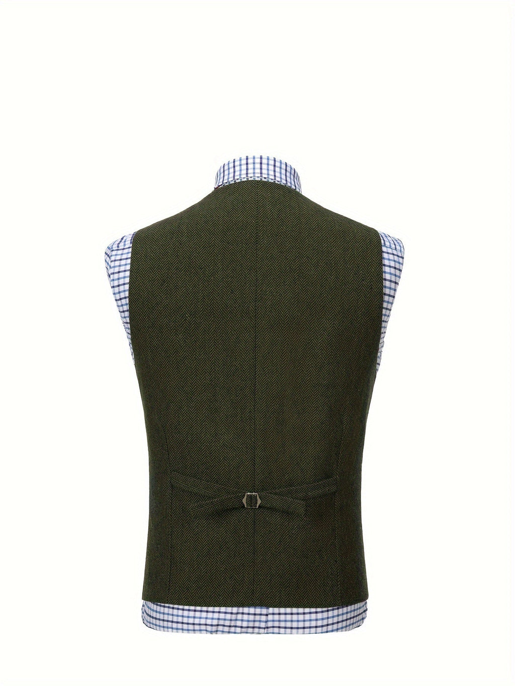 Herringbone Suit Vest for Men with Button Front