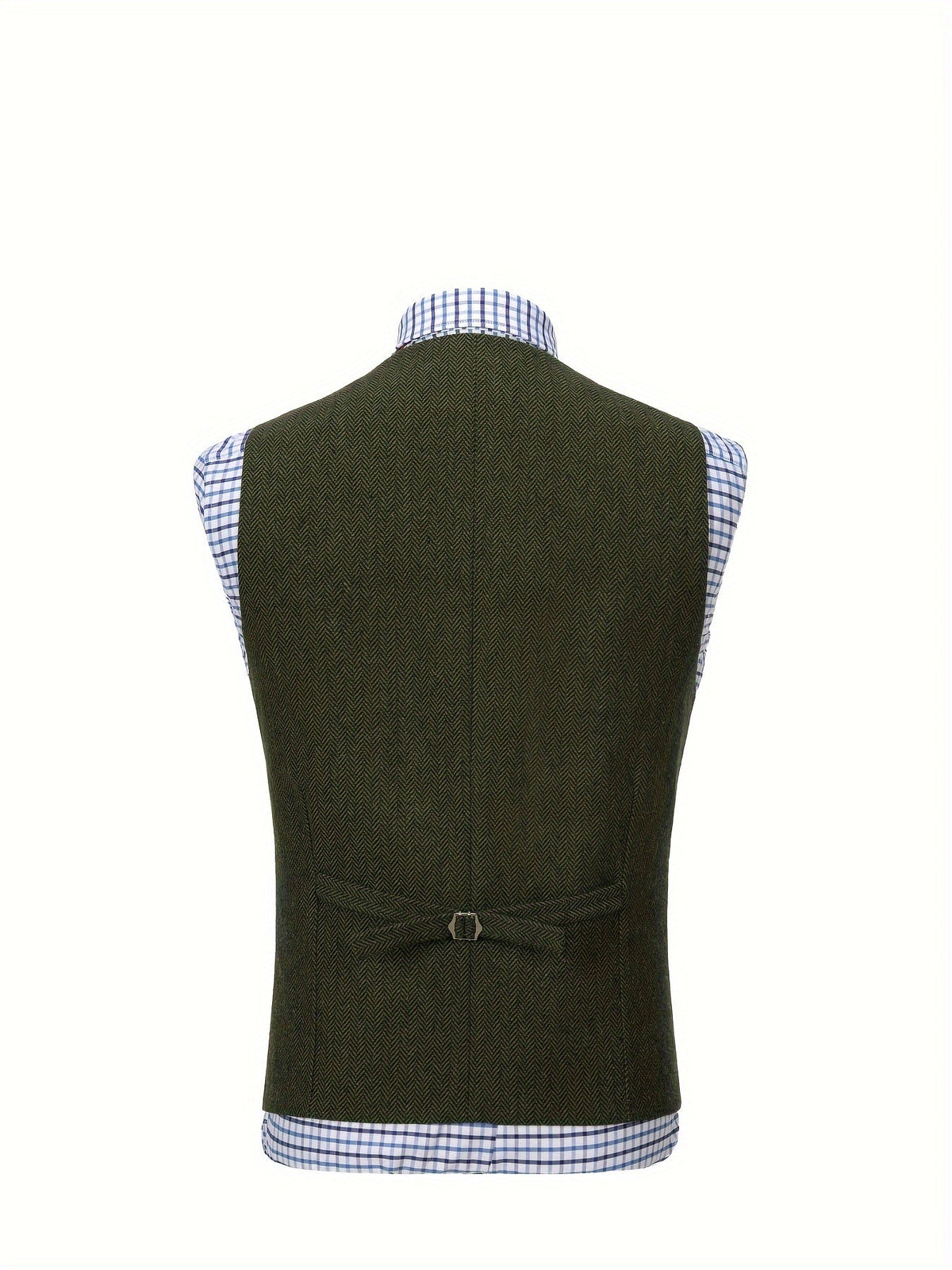 Herringbone Suit Vest for Men with Button Front