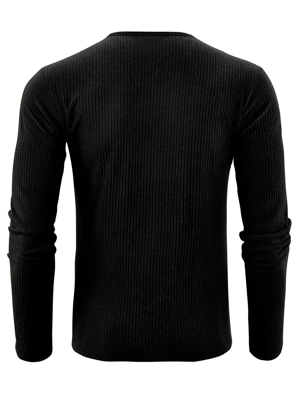 Ribbed Knit Henley Shirt with Button Placket