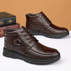Warm Lined Winter Boots for Men with Lace Up Front