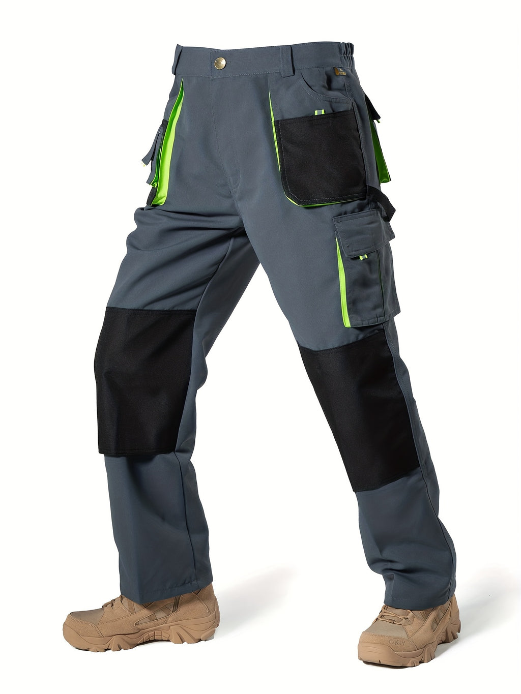 Black Green Work Pants for men