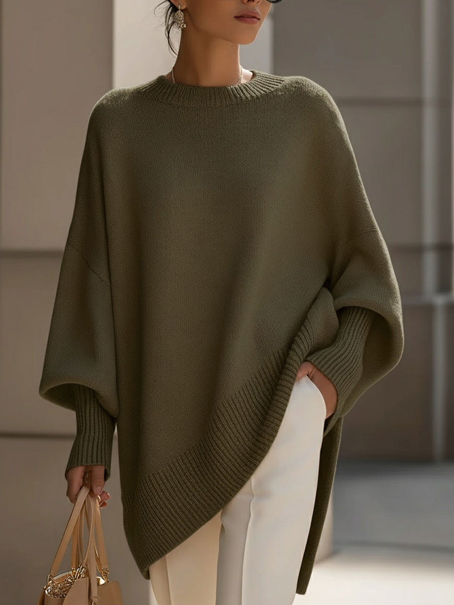 Womens oversized sweater in Green, front view