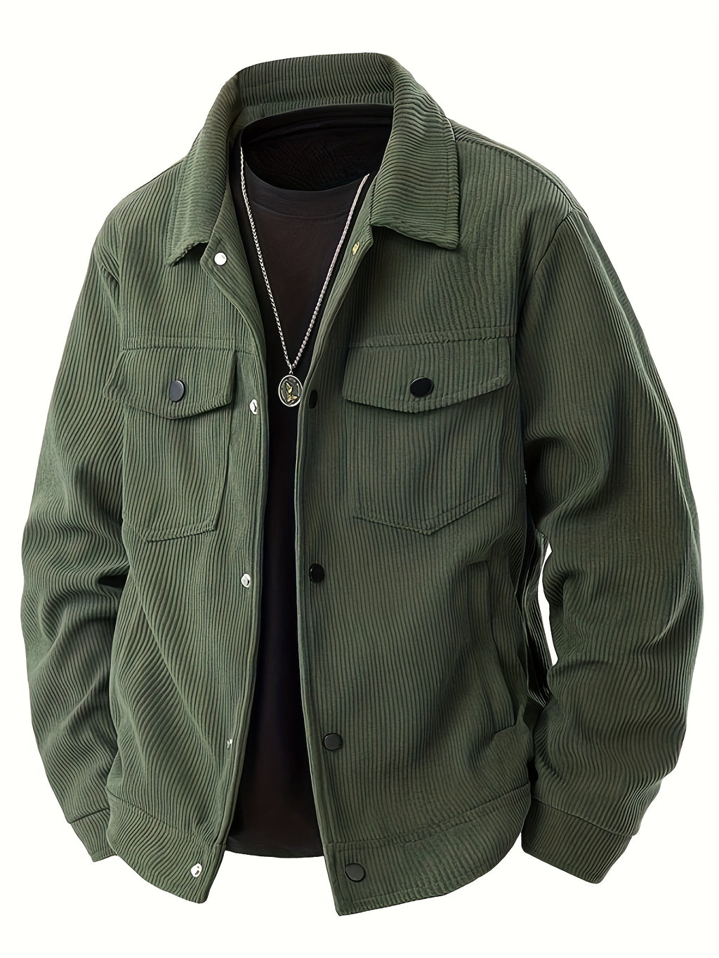 Green Corduroy Cargo Jacket for men