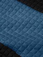 Mens hoodie in Blue, close-up of the waffle knit stripe