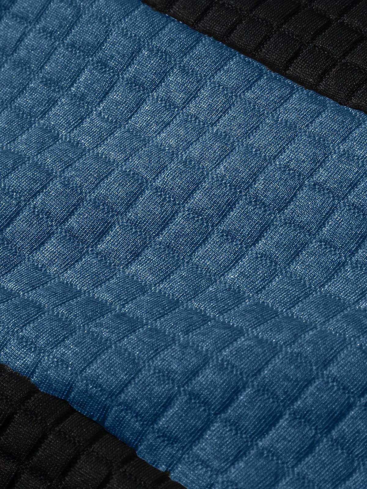 Mens hoodie in Blue, close-up of the waffle knit stripe
