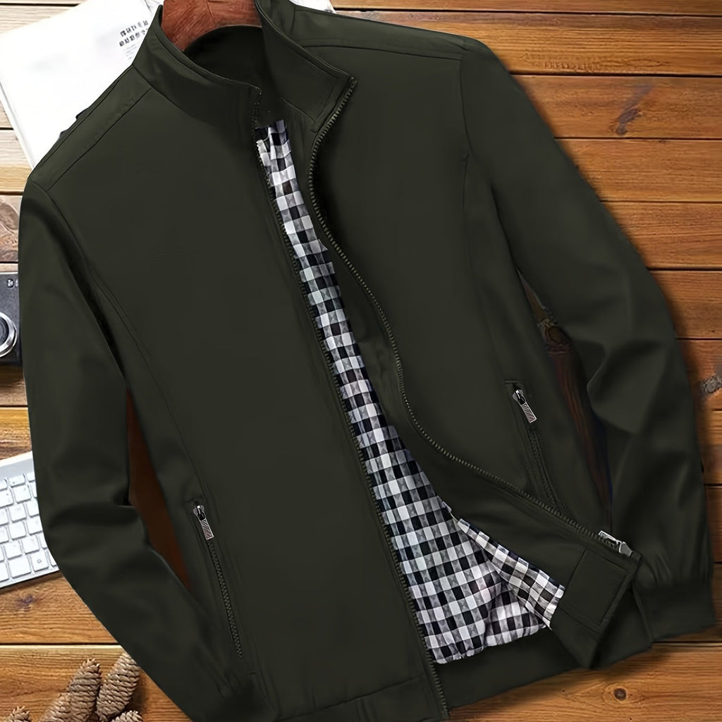 Check Lining Work Jacket with Stand Collar
