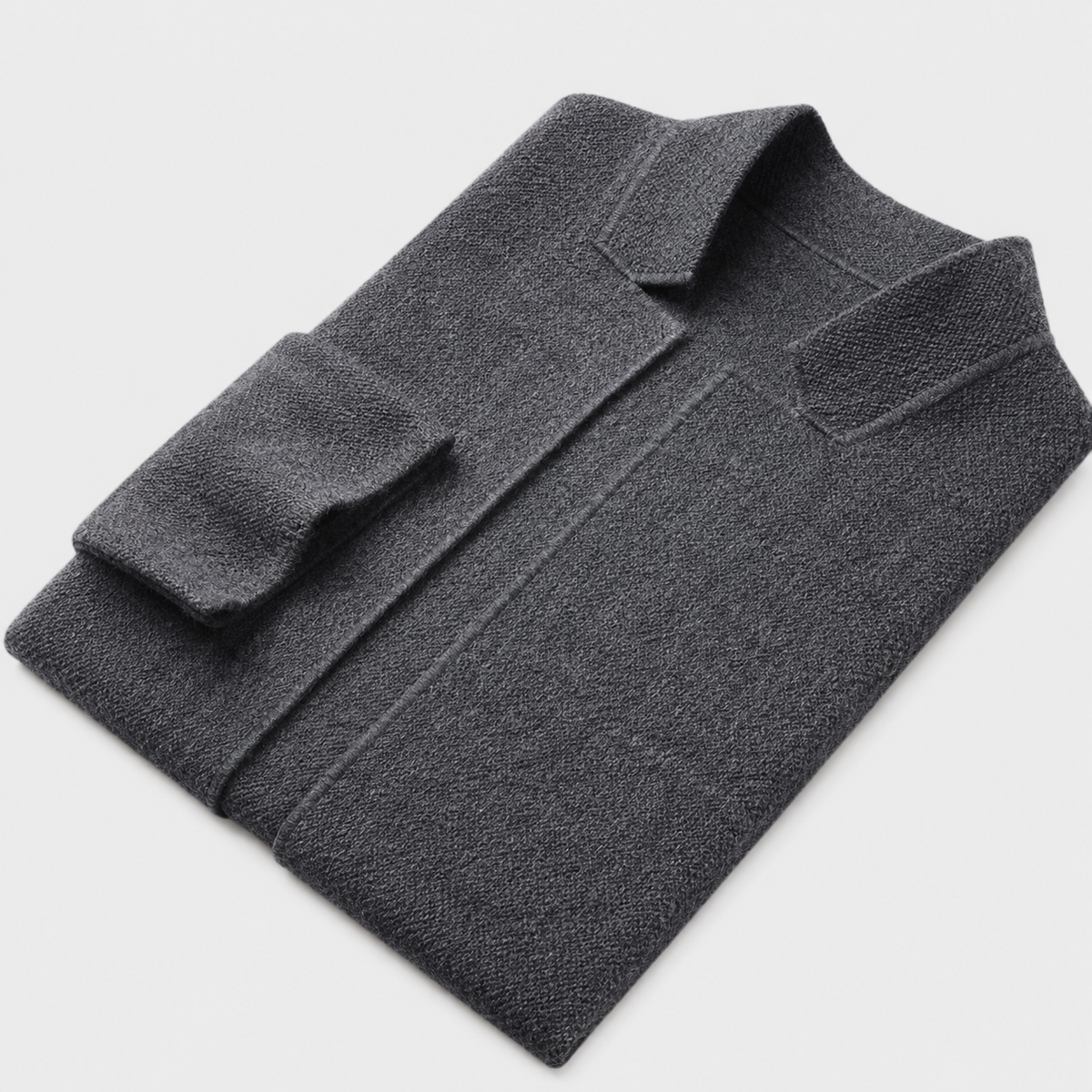 Mens cardigan in Gray, folded flat