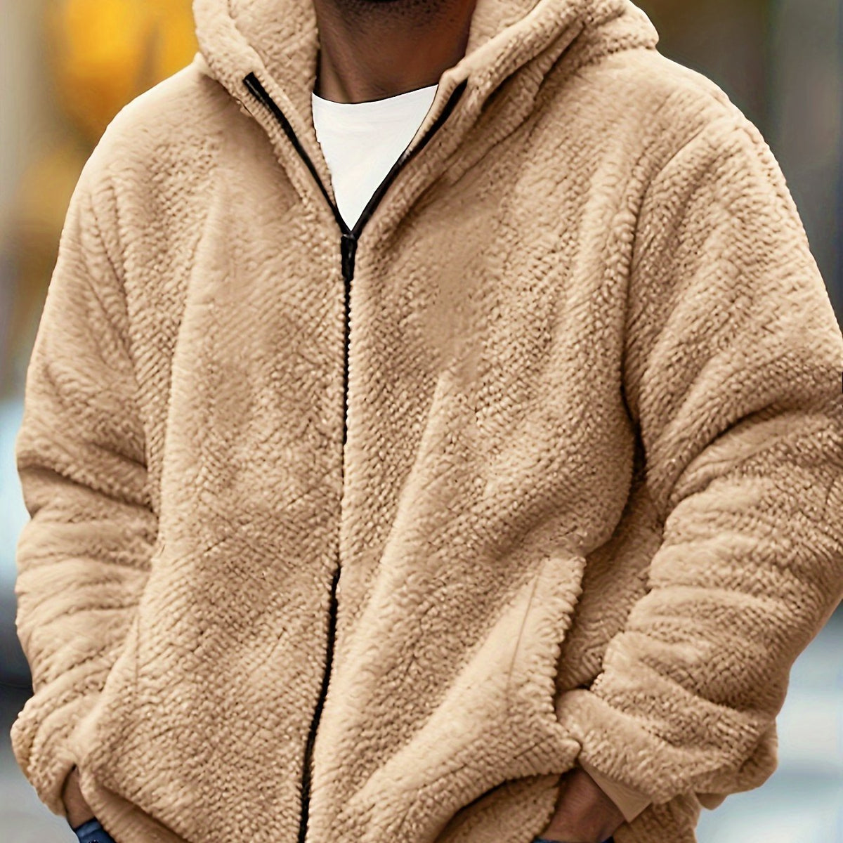 Tan Sherpa Fleece Jacket for men