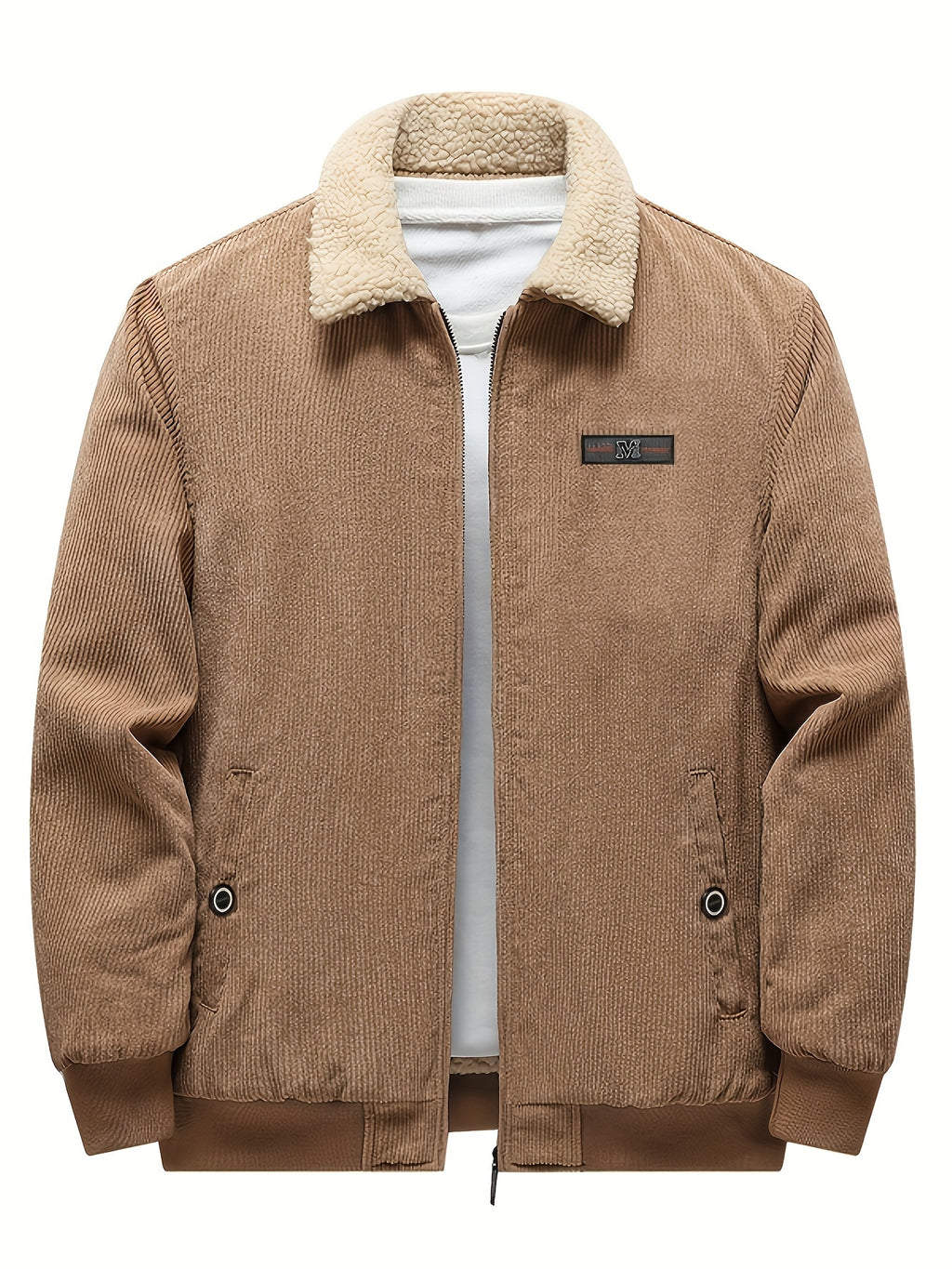 Chest Pockets Shirt Jacket with Sherpa Lining