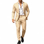 Mens suit in Beige, single button blazer and pants