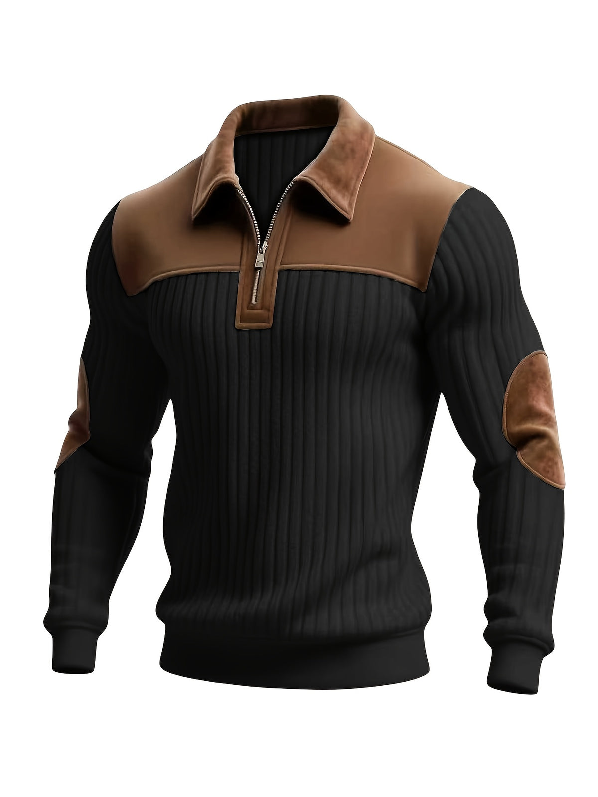 Black Quarter Zip Sweater for men