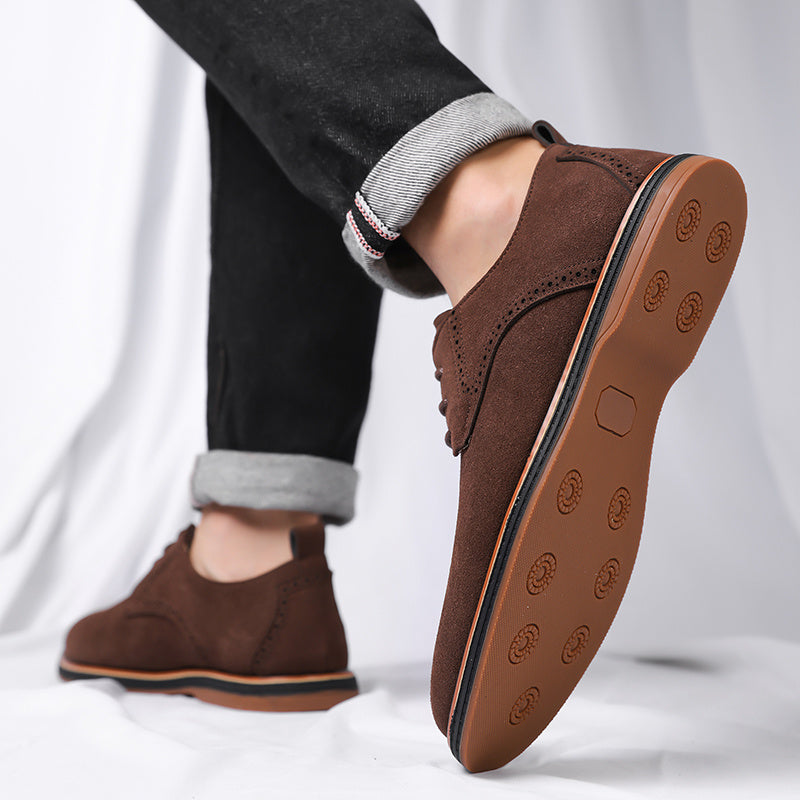 Brogue Detail Derby Shoes for Men in Soft Suede