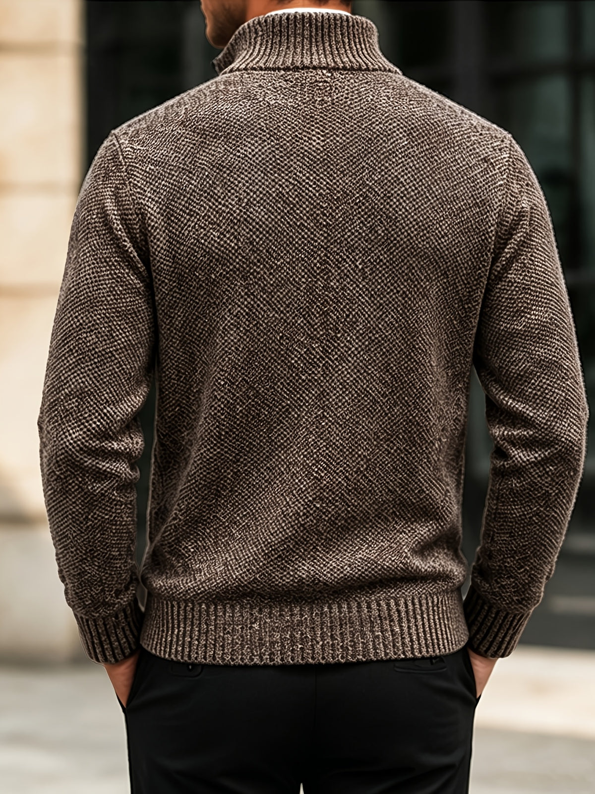 Patch Pockets Cardigan with Stand Collar