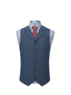 Herringbone Suit Vest for Men with Button Front
