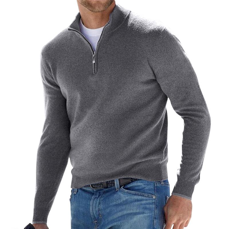 Gray Quarter Zip Sweater for men