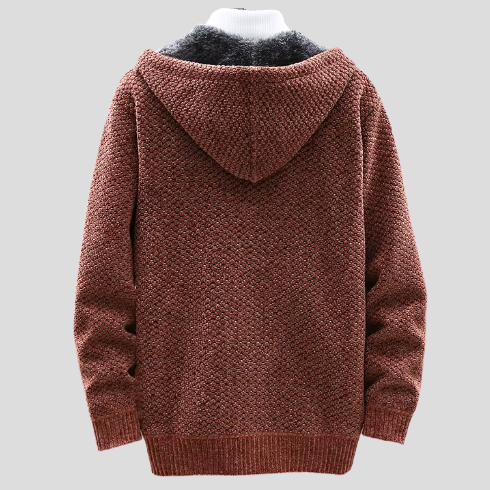 Brown Knit Hooded Cardigan for men, view 6